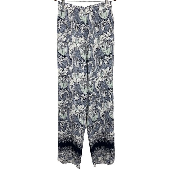 Tribal Women Floral Print Pants Extra Large L Floral Flowy Blue Slit Hem New - Picture 1 of 9